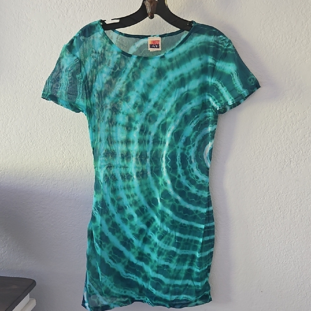 Tie-Dye Blue and Green bathing suit cover up